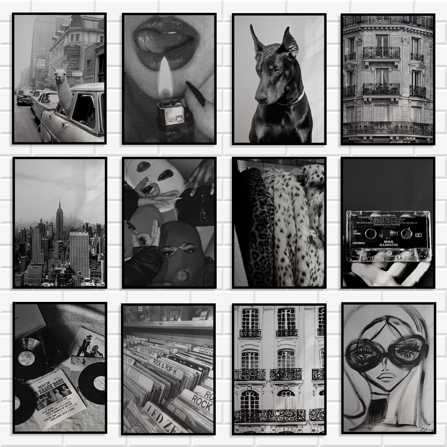 Vintage Fashion Nyc - Monochrome Grunge Aesthetic Art Print Collection