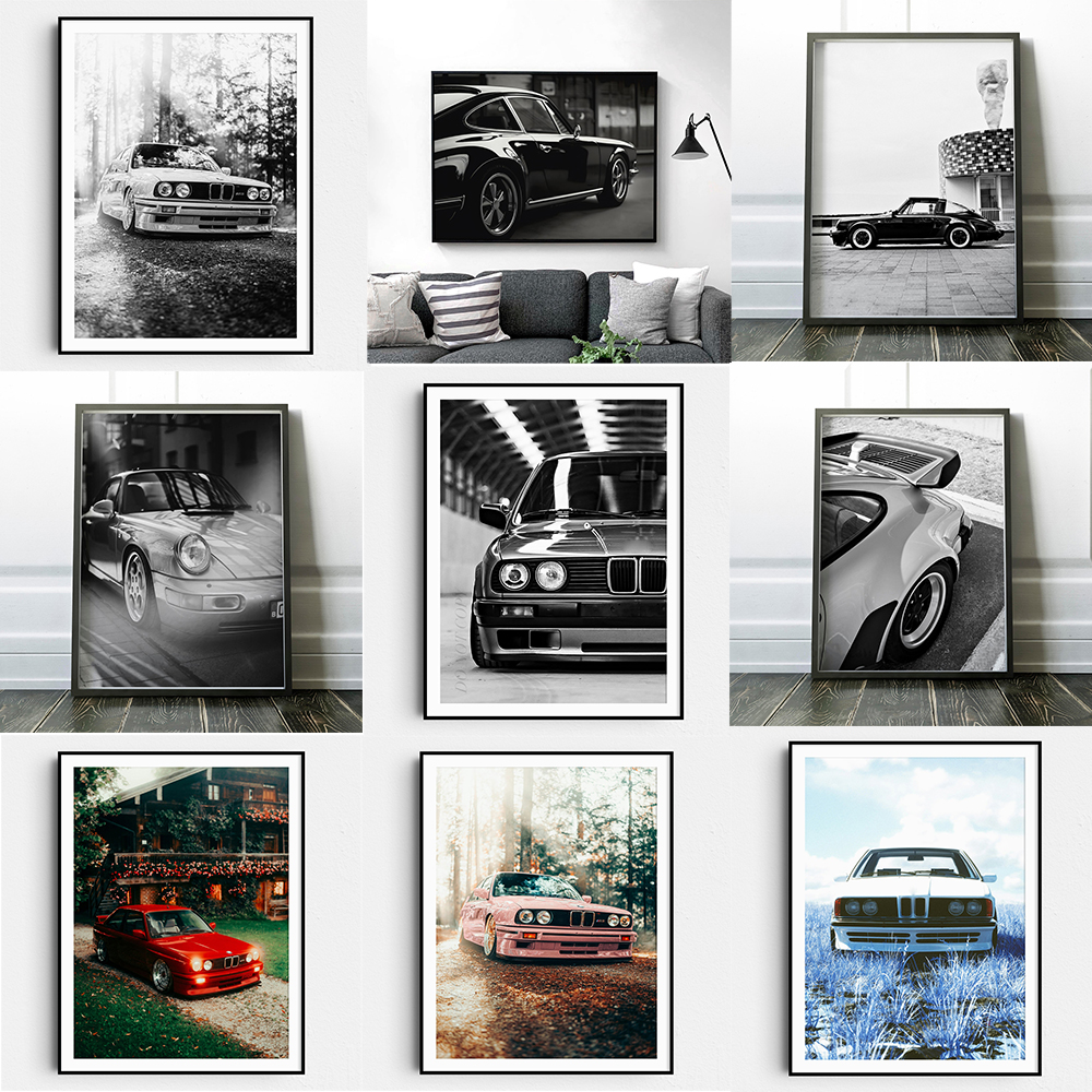 Vintage Vogue Fashion Poster - Vintage Sports Car Print Black and