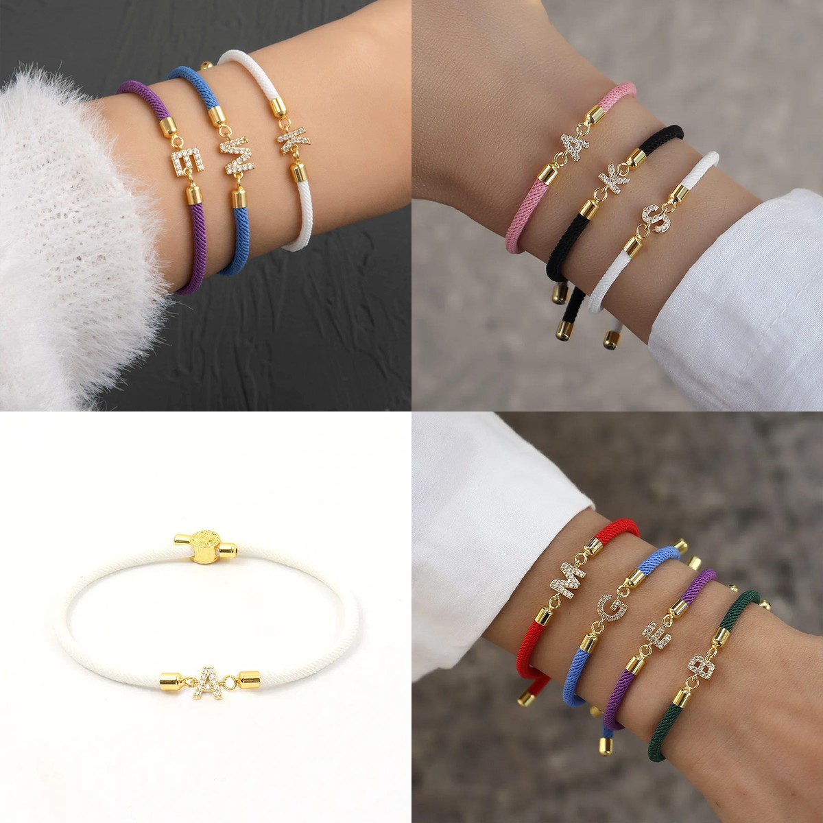 Z Vintage Fashion - Adjustable White Cord Initial Letter Bracelet