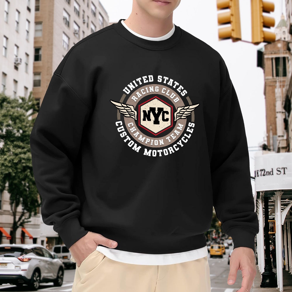 Vintage Fashion Nyc - Men's Black Crew Neck Sweatshirt, Vintage