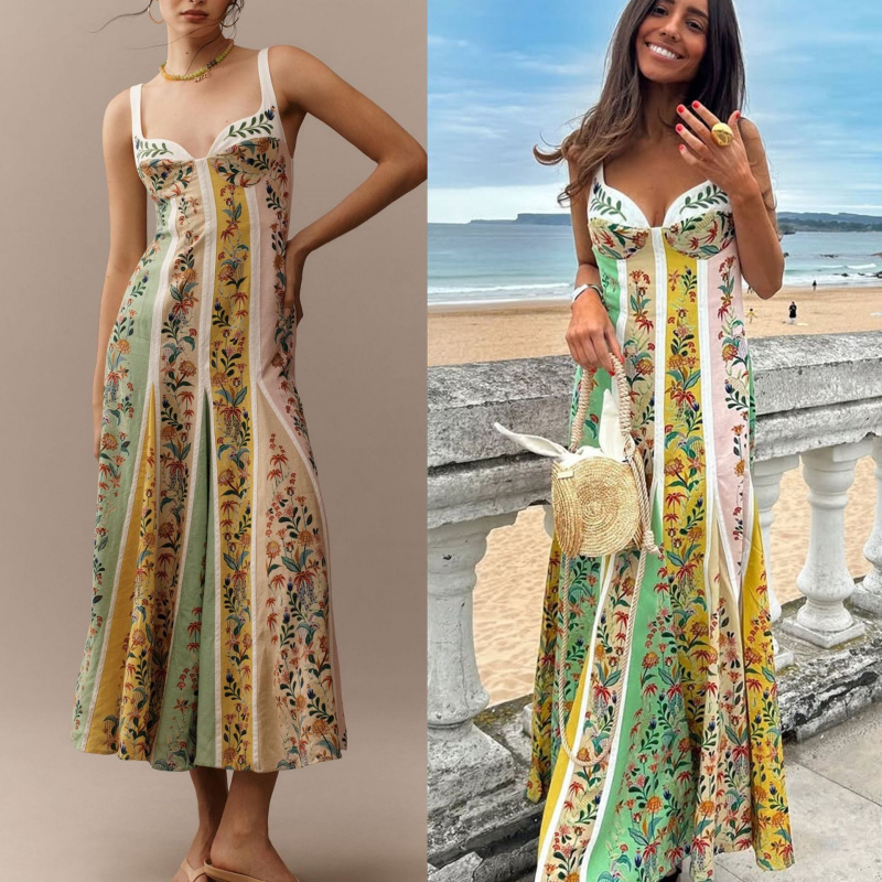 Vintage Fashion Prints - Fashion Elegant Women Sleeveless Party Dresses