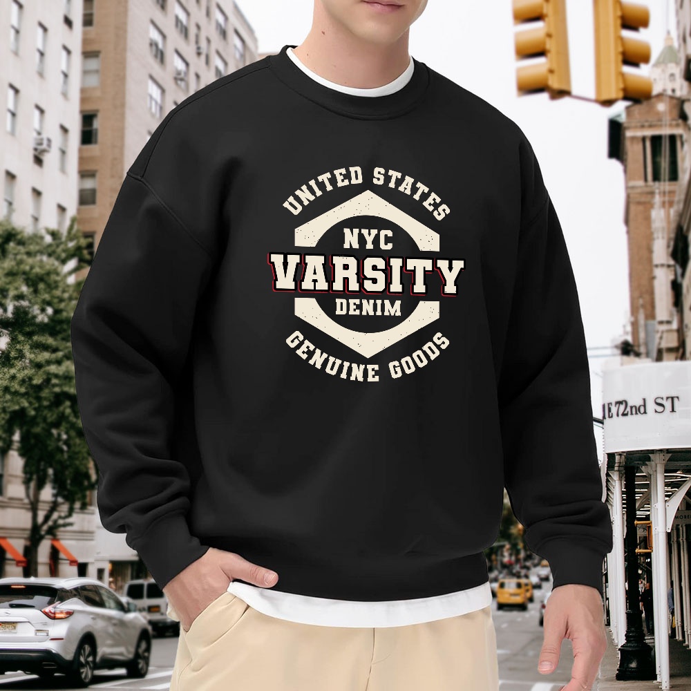 Vintage Fashion Nyc - Men's Black Crew Neck Pullover Sweatshirt