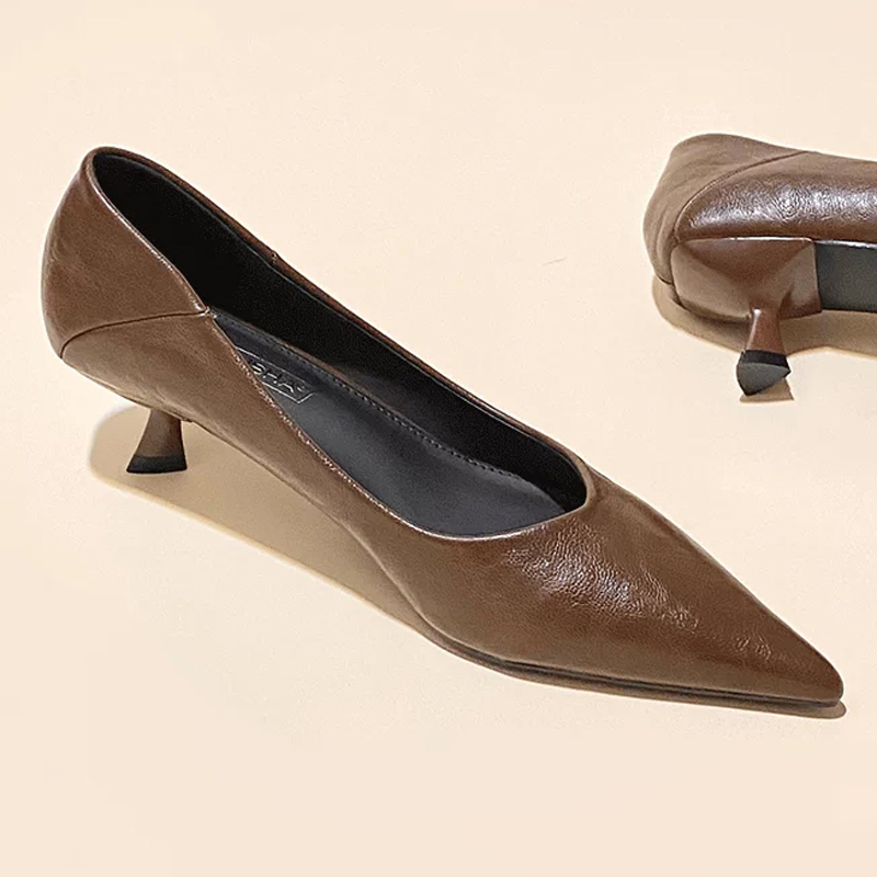 Vintage Slip Dress - French Elegant Pointed Toe Soft Leather
