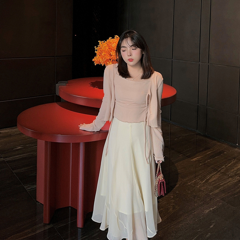 Vintage Fashion Years - Elegant Two-Piece Set Vintage Nude Color