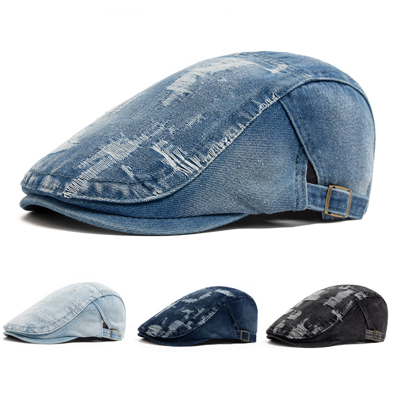 Fashion Men Ripped Denim Beret - Vintage Fashion Nz review and price