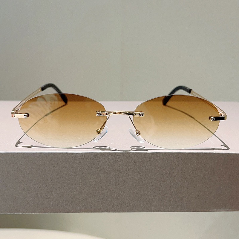 Rimless Oval Sunglasses Men Fa - Vintage Fashion Prints review and price