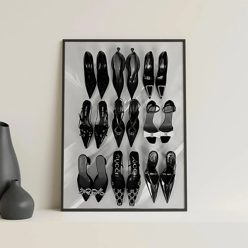 Black White Luxury High Heels  - Vintage Vogue Fashion Poster review and price