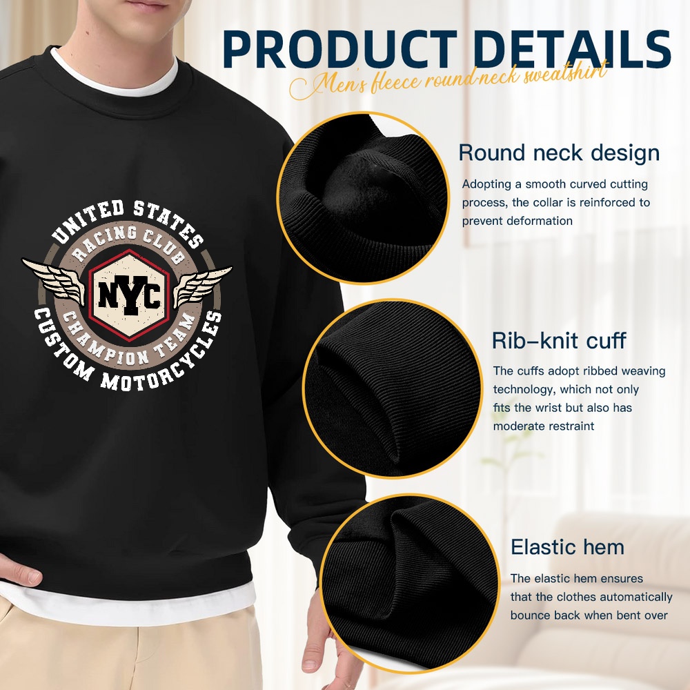 Men's Black Crew Neck Sweatshi - Vintage Fashion Nyc review and price