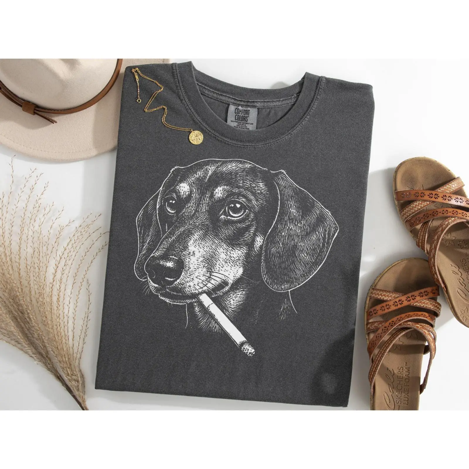 Dachshund Smoking Meme T Shirt - Vintage Fashion Gen Z review and price