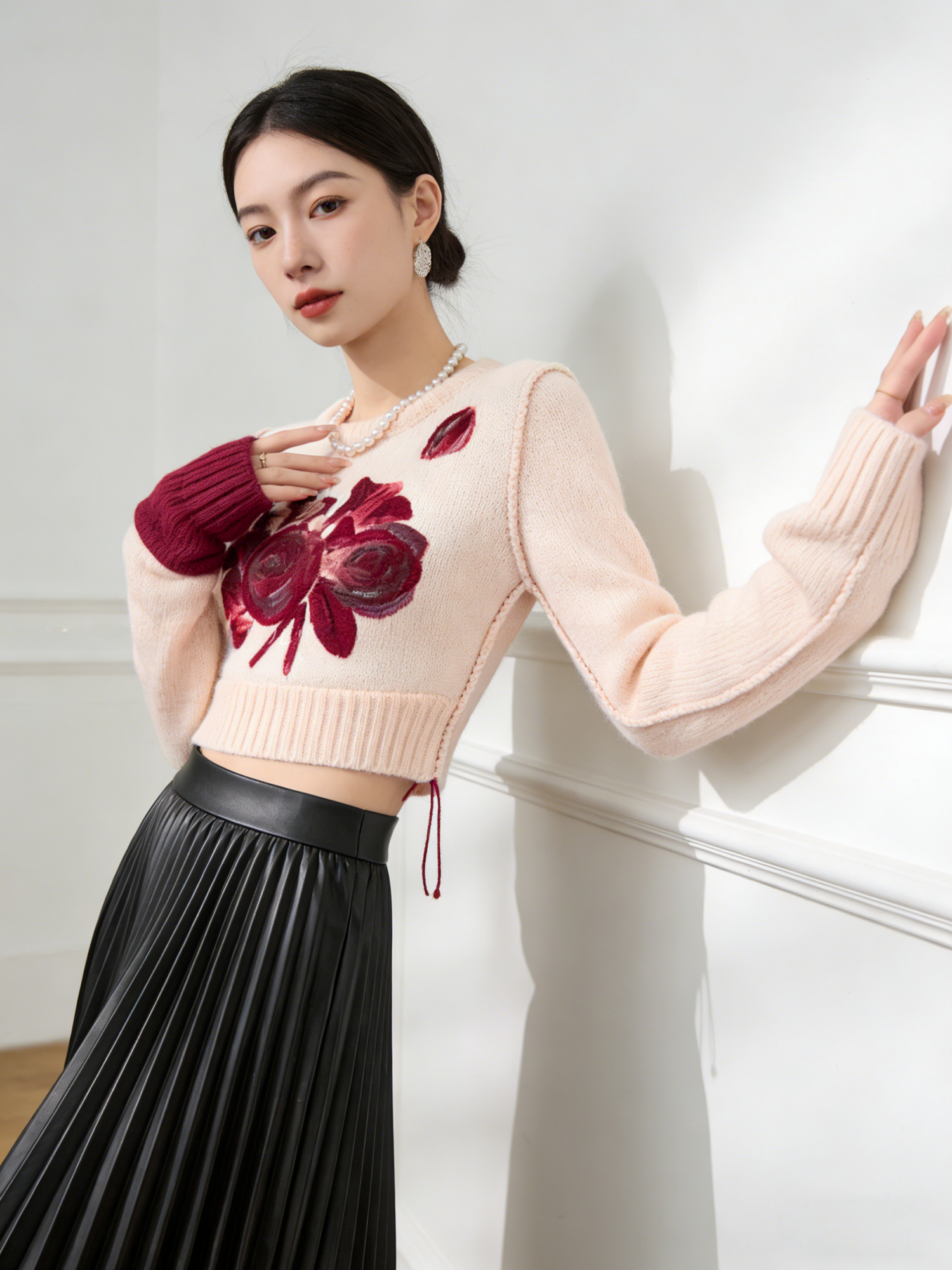 Fashionable Rose Print Slim Fi - Vintage Fashion Years review and price