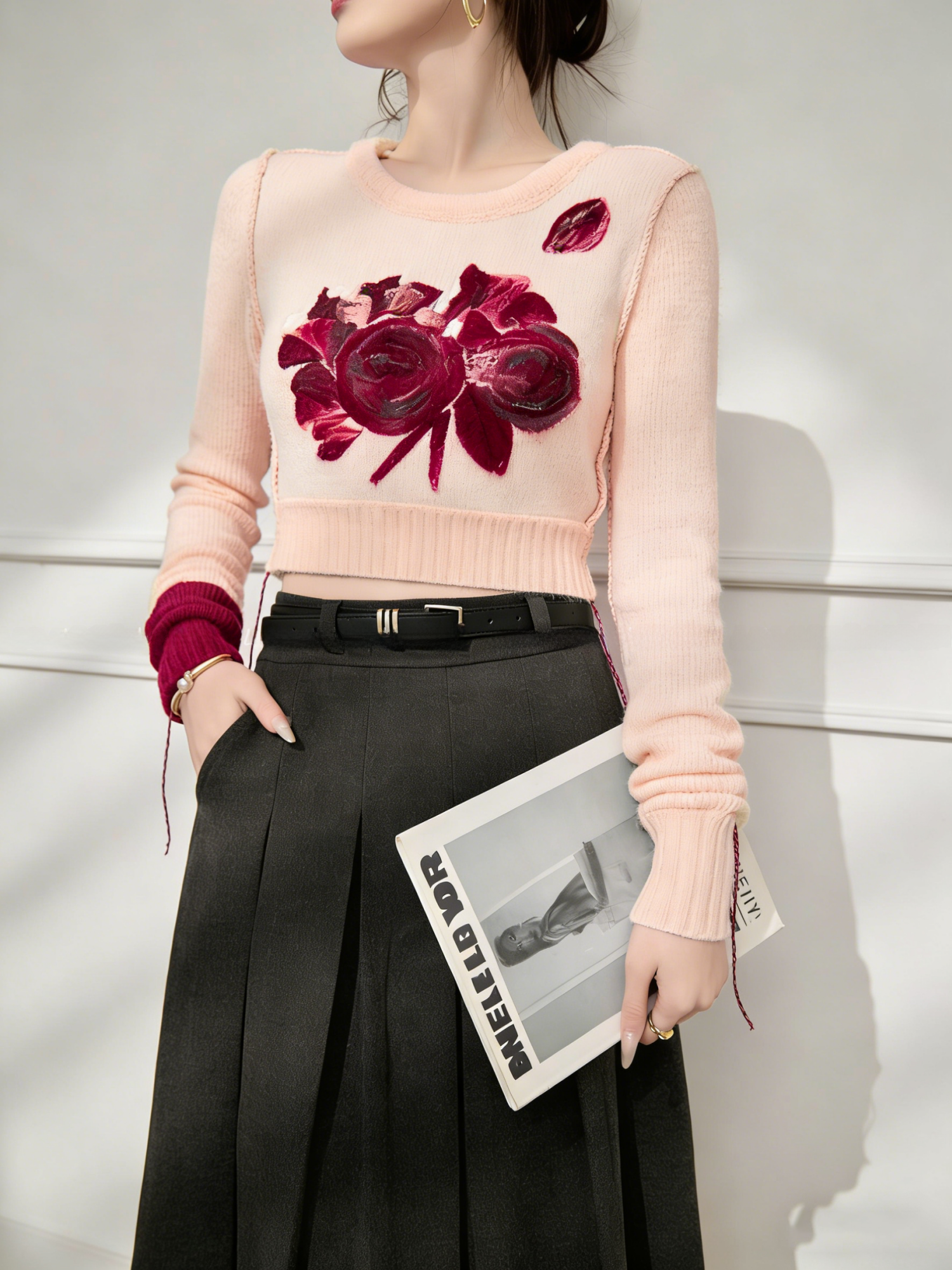 Fashionable Rose Print Slim Fi - Vintage Fashion Years review and price