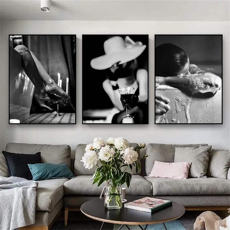 Black and White Woman Bathroom - Vintage Vogue Fashion Poster review and price