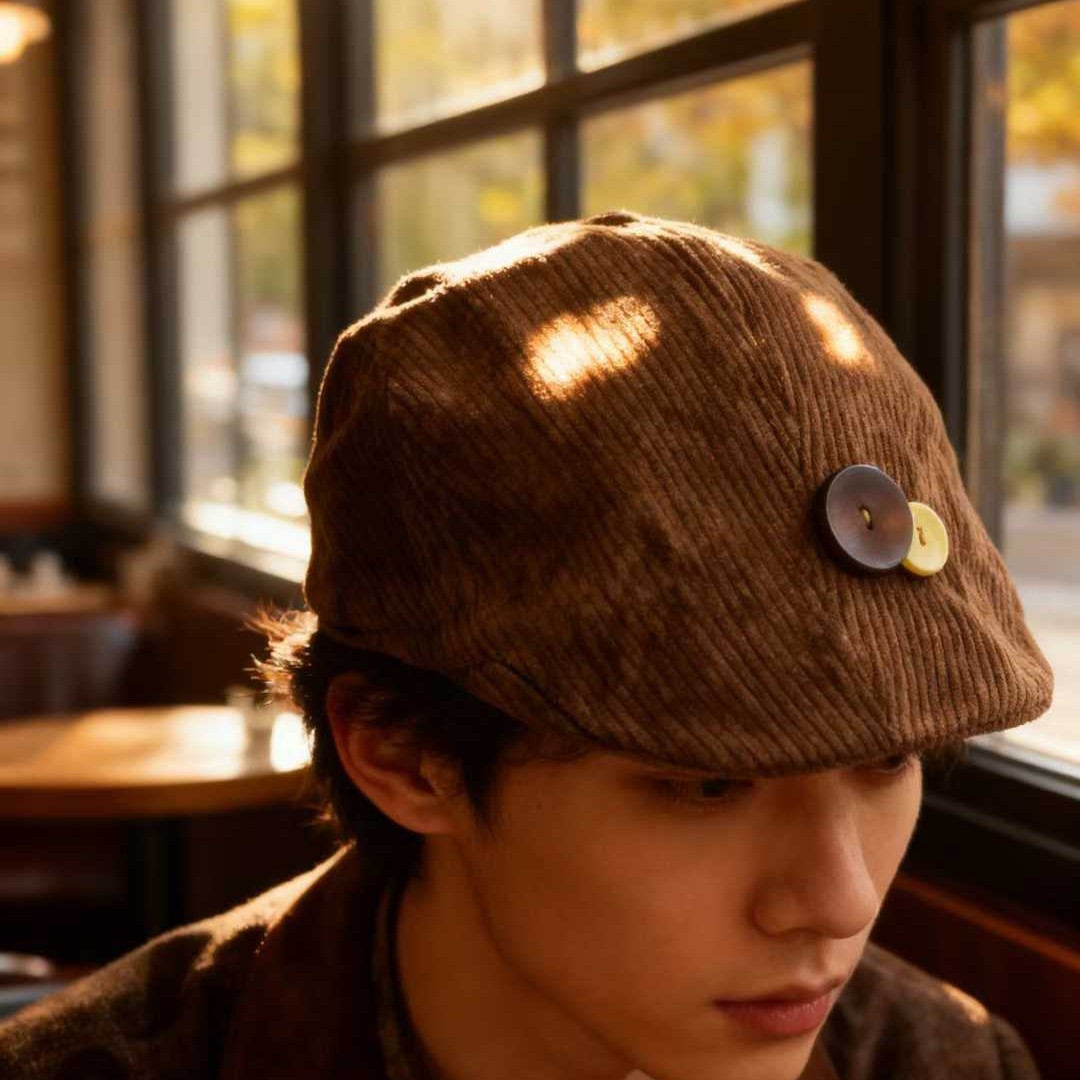 Vintage Brown Corduroy Beret W - Vintage Fashion Newspaper review and price