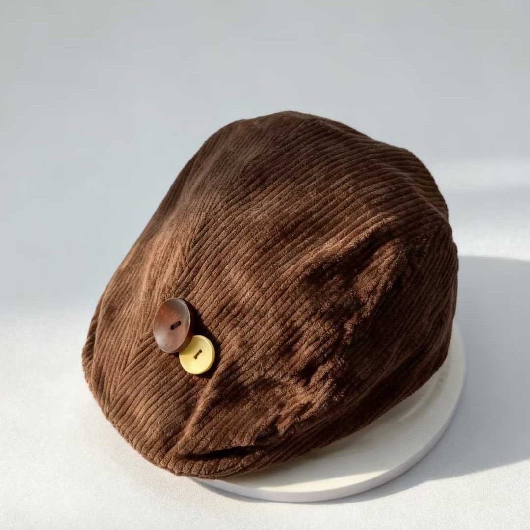 Vintage Brown Corduroy Beret W - Vintage Fashion Newspaper review and price