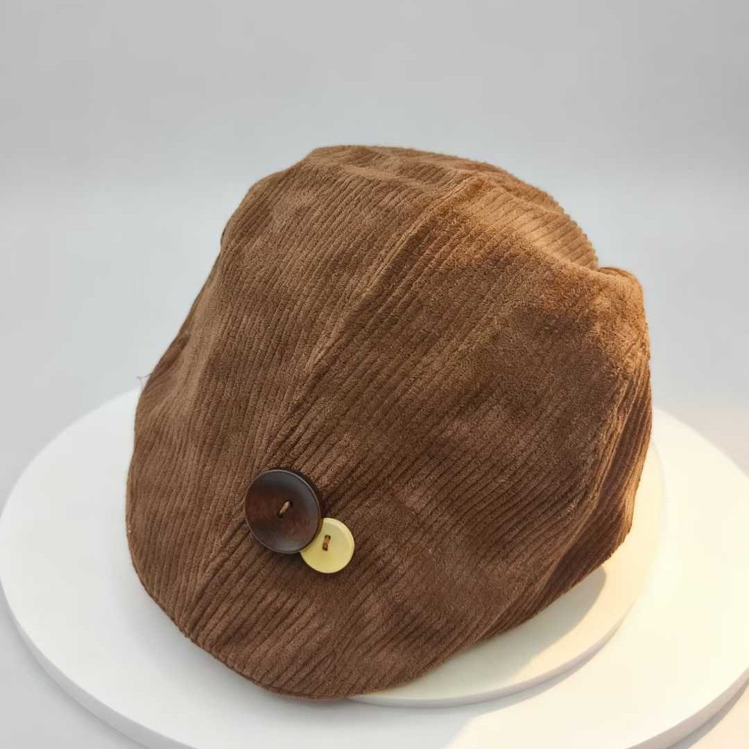 Vintage Brown Corduroy Beret W - Vintage Fashion Newspaper review and price