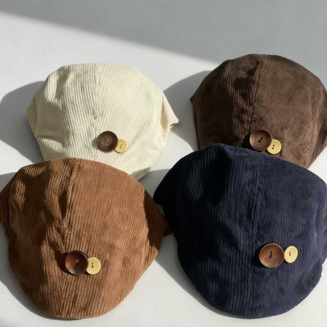 Vintage Brown Corduroy Beret W - Vintage Fashion Newspaper review and price