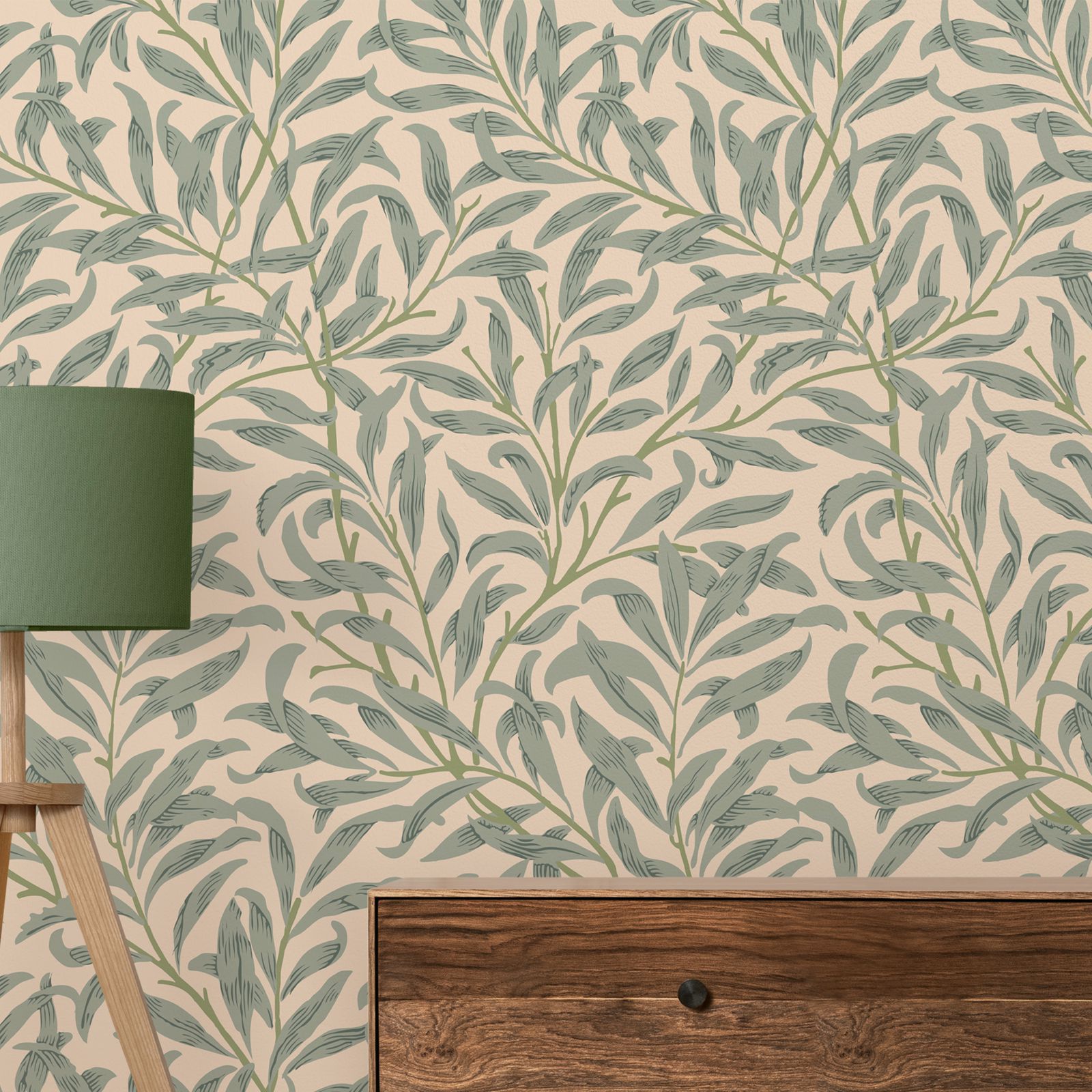 Green Leaf Wallpaper,Beige Col - Vintage Fashion Wallpaper review and price