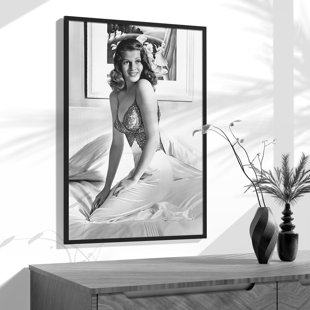 Rita Hayworth Poster,Black and - Vintage Vogue Fashion Poster review and price